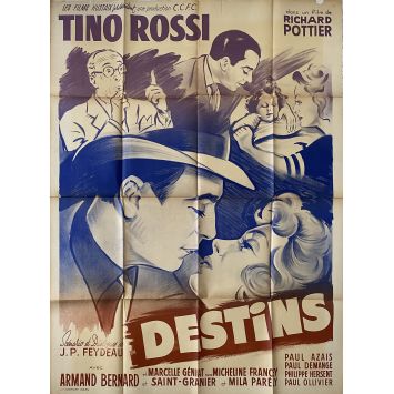 DESTINS Affiche de cinéma- 120x160 cm. - 1946 - Tino Rossi, Richard Pottier