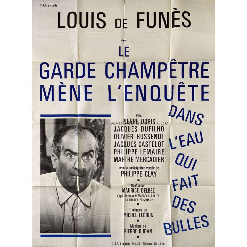 IN THE WATER French Movie Poster- 47x63 in. - 1961 - Maurice Delbez, Louis de Funès