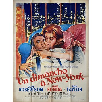 UN DIMANCHE A NEW YORK Affiche de cinéma- 120x160 cm. - 1963 - Jane Fonda, Peter Tewksbury