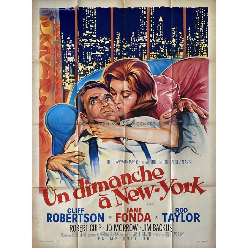 SUNDAY IN NEW YORK French Movie Poster- 47x63 in. - 1963 - Peter Tewksbury, Jane Fonda