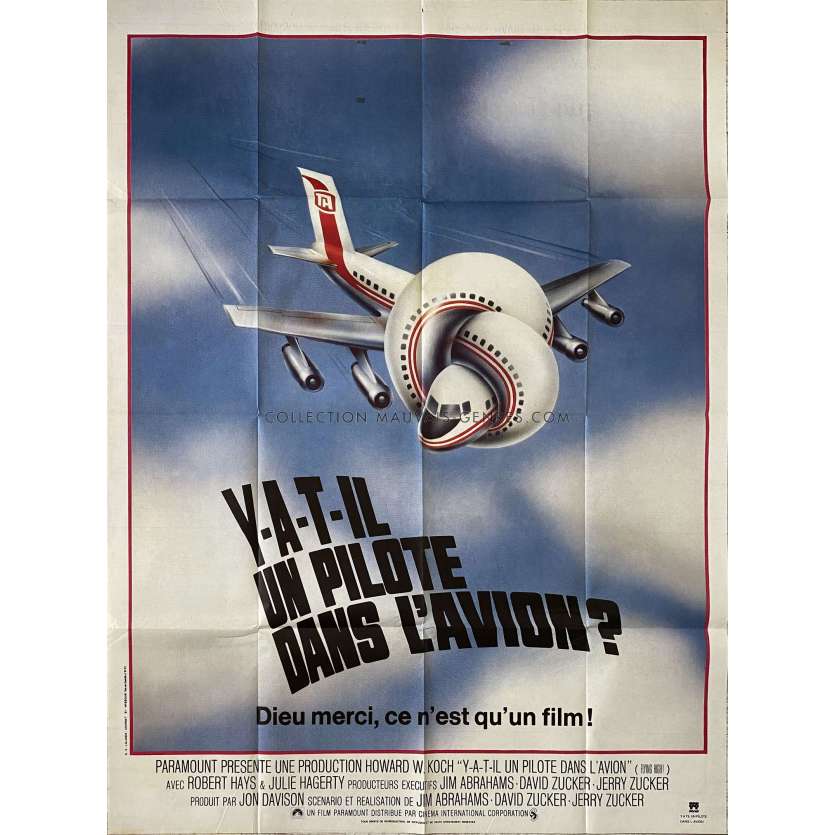 AIRPLANE French Movie Poster- 47x63 in. - 1980 - David Zucker, Leslie Nielsen