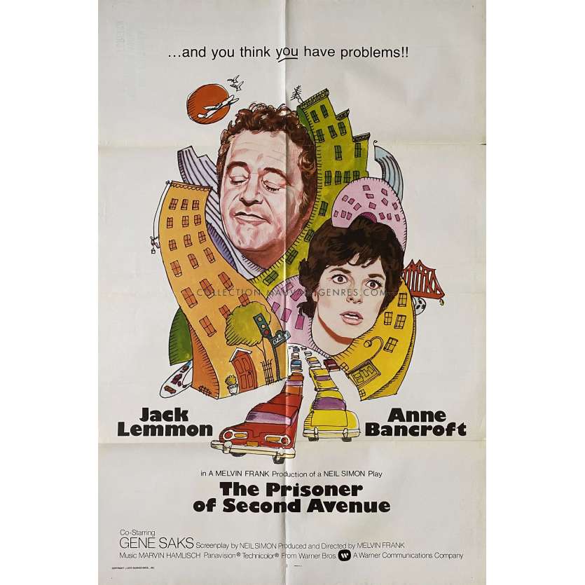 LE PRISONNIER DE LA SECOND AVENUE Affiche de cinéma- 69x104 cm. - 1975 - Jack Lemmon, Melvin Frank