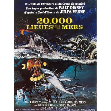 20000 LIEUES SOUS LES MERS Affiche de cinéma- 40x54 cm. - 1963/R1980 - Kirk Douglas, Richard Fleisher