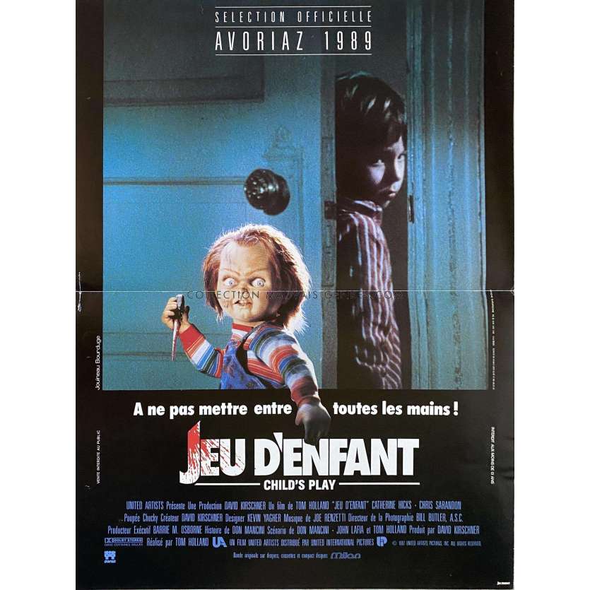 CHILD'S PLAY French Movie Poster- 15x21 in. - 1988 - Tom Holland, Catherine Hicks