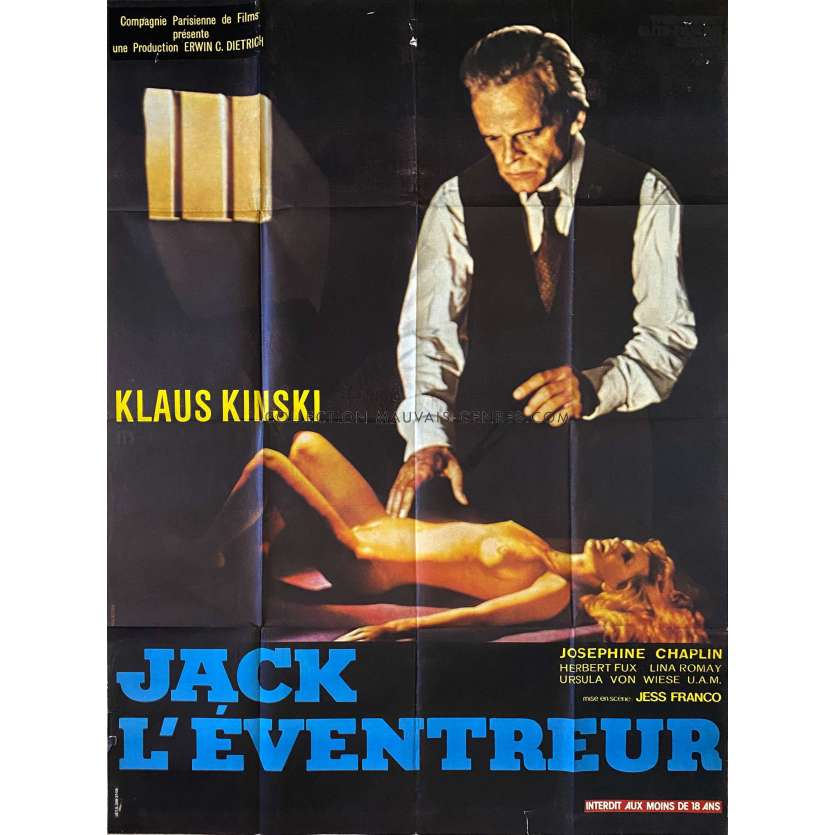 JACK L'EVENTREUR Affiche de cinéma- 120x160 cm. - 1976 - Klaus Kinski, Jesús Franco