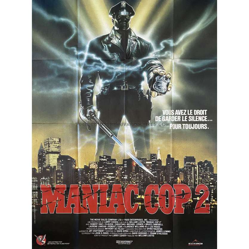 MANIAC COP 2 Affiche de cinéma- 120x160 cm. - 1990 - Robert Davi, William Lustig