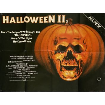 HALLOWEEN II British Movie Poster- 30x40 in. - 1981 - Rick Rosenthal, Jamie Lee Curtis