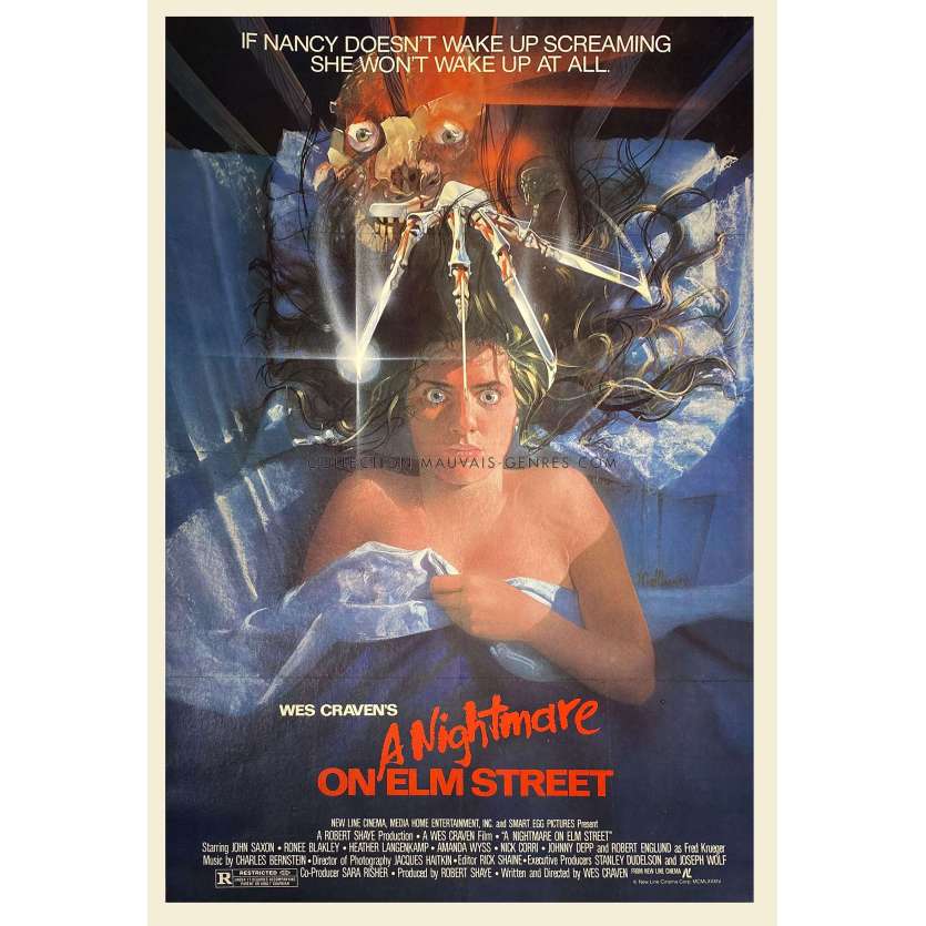 LES GRIFFES DE LA NUIT Affiche de film entoilée- 69x104 cm. - 1985 - Robert Englund, Wes Craven