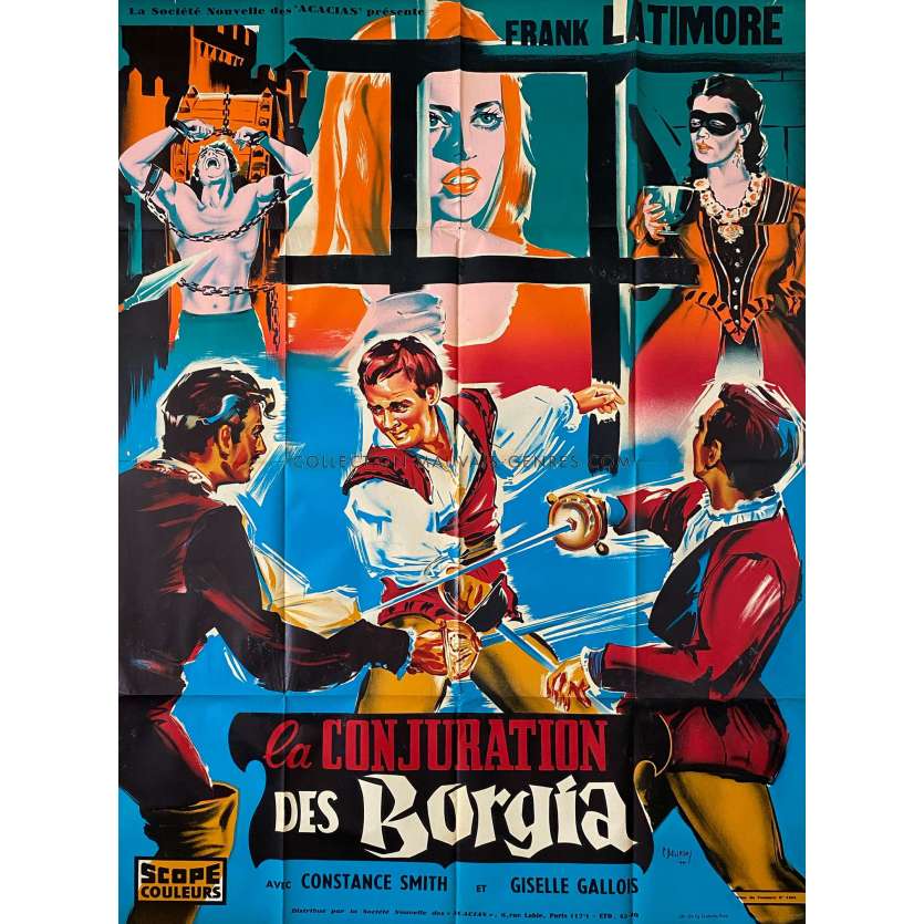 CONSPIRACY OF THE BORGIAS French Movie Poster- 47x63 in. - 1959 - Antonio Racioppi, Frank Latimore