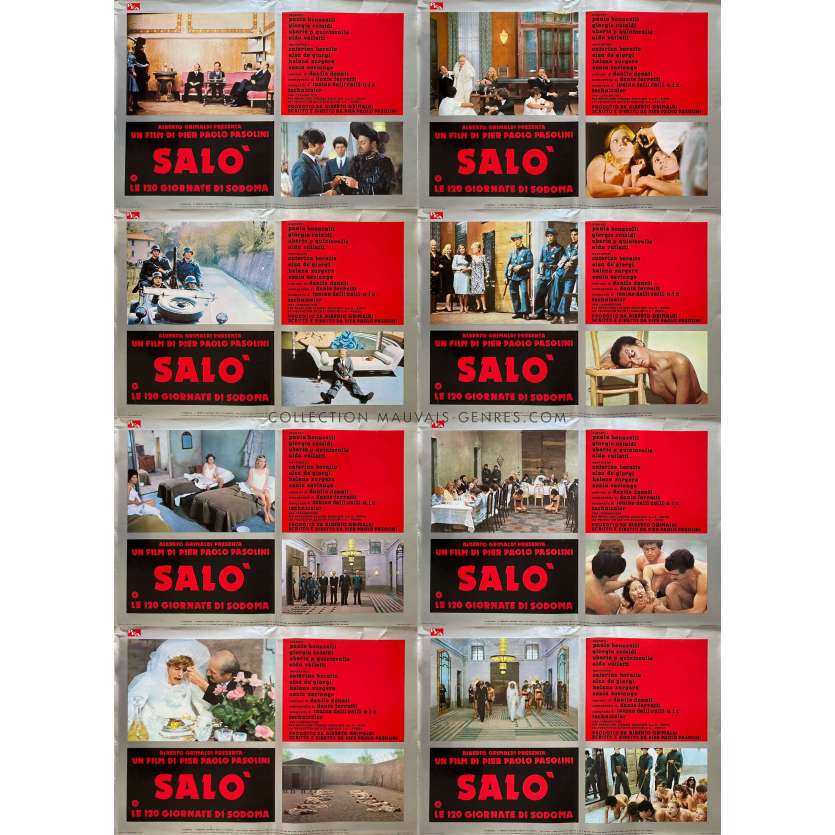 SALO OR THE 120 DAYS OF SODOM Italian Lobby Cards x8 - 18x26 in. - 1975 - Pier Paolo Pasolini, Paolo Bonacelli