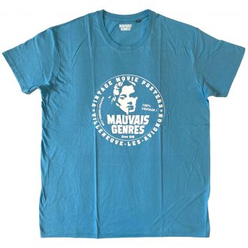 T-Shirt MAUVAIS GENRES Taille L Bleu, Coton Bio, 150g, col rond