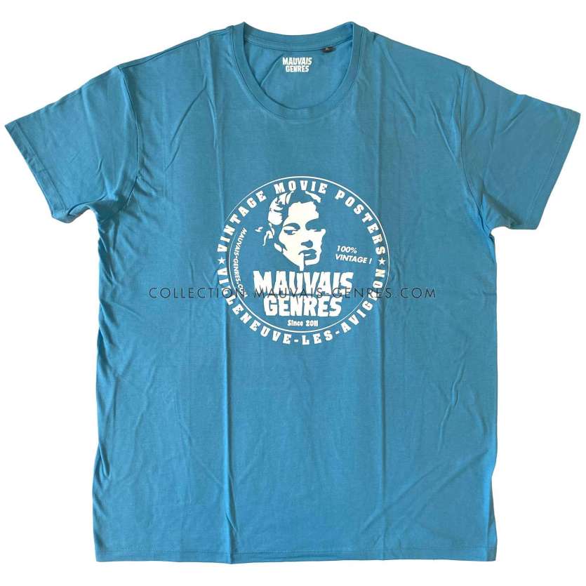 T-Shirt MAUVAIS GENRES Taille L Bleu, Coton Bio, 150g, col rond