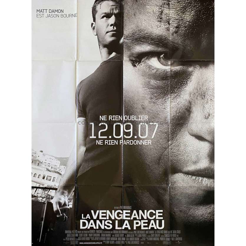 LA VENGEANCE DANS LA PEAU Affiche de cinéma- 120x160 cm. - 2007 - Matt Damon, Paul Greengrass