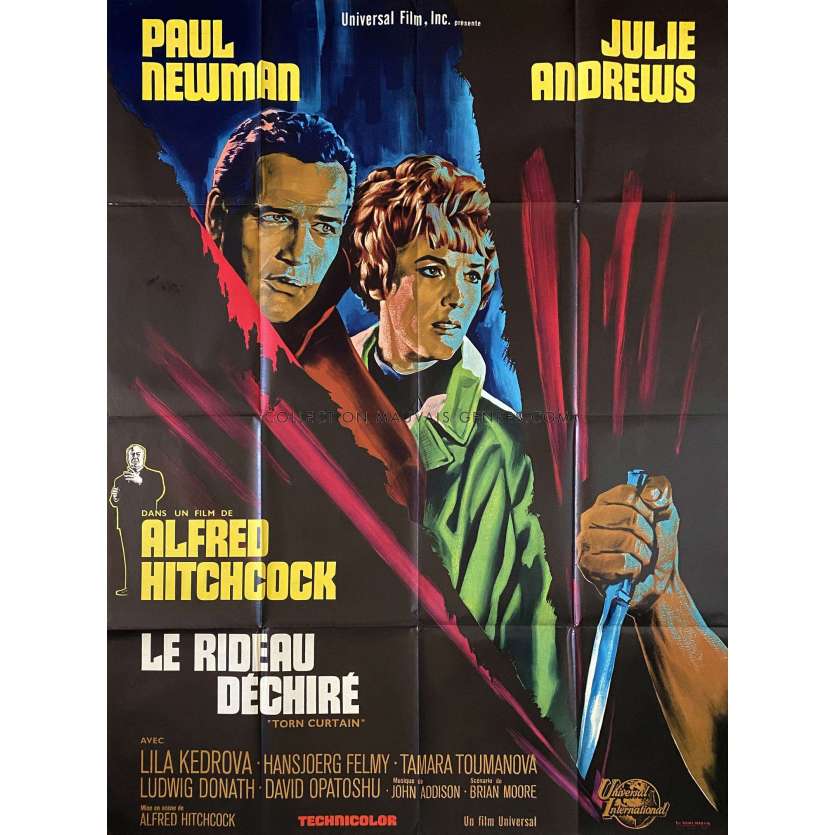 LE RIDEAU DECHIRE Affiche de cinéma- 120x160 cm. - 1966 - Paul Newman, Alfred Hitchcock