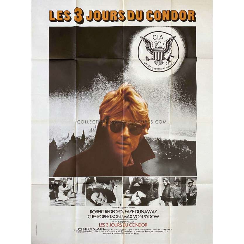 LES 3 JOURS DU CONDOR Affiche de cinéma- 120x160 cm. - 1975 - Robert Redford, Sydney Pollack