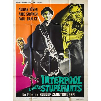 INTERPOL CONTRE STUPEFIANTS Affiche de cinéma- 120x160 cm. - 1963 - Ann Smyrner, Rudolf Zehetgruber