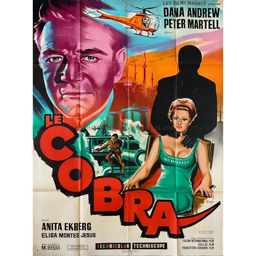 THE COBRA French Movie Poster- 47x63 in. - 1967 - Mario Sequi, Dana Andrews