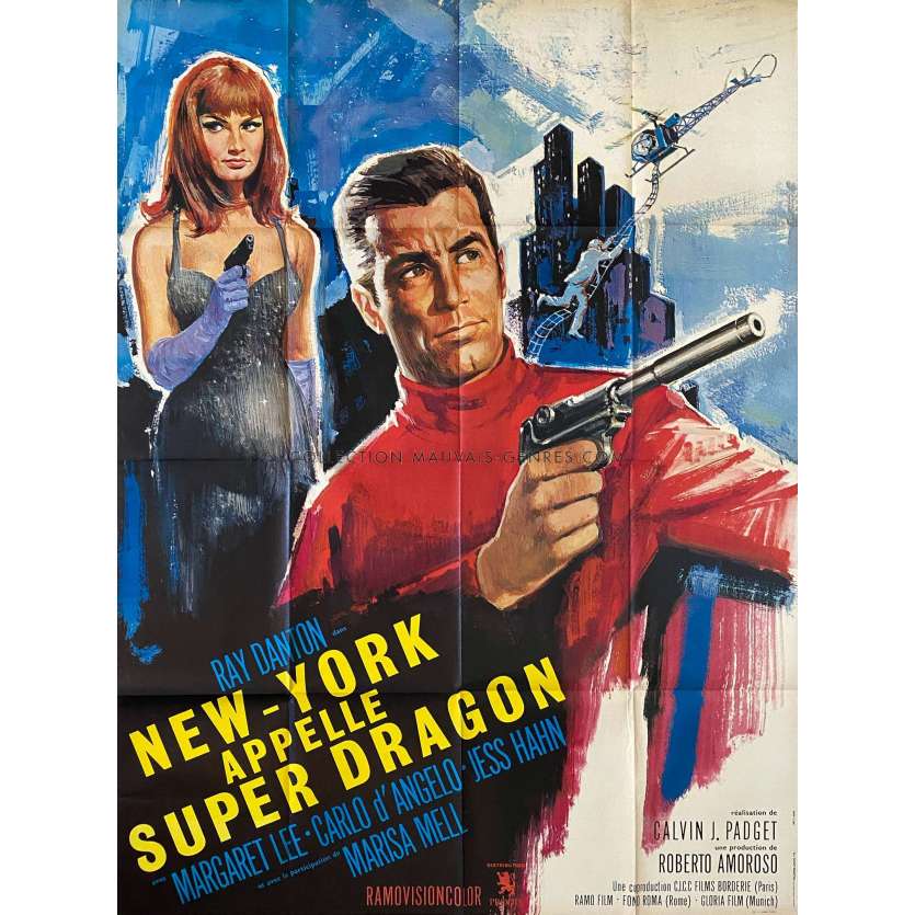 NEW YORK APPELLE SUPER DRAGON Affiche de cinéma- 120x160 cm. - 1966 - Ray Danton, Giorgio Ferroni