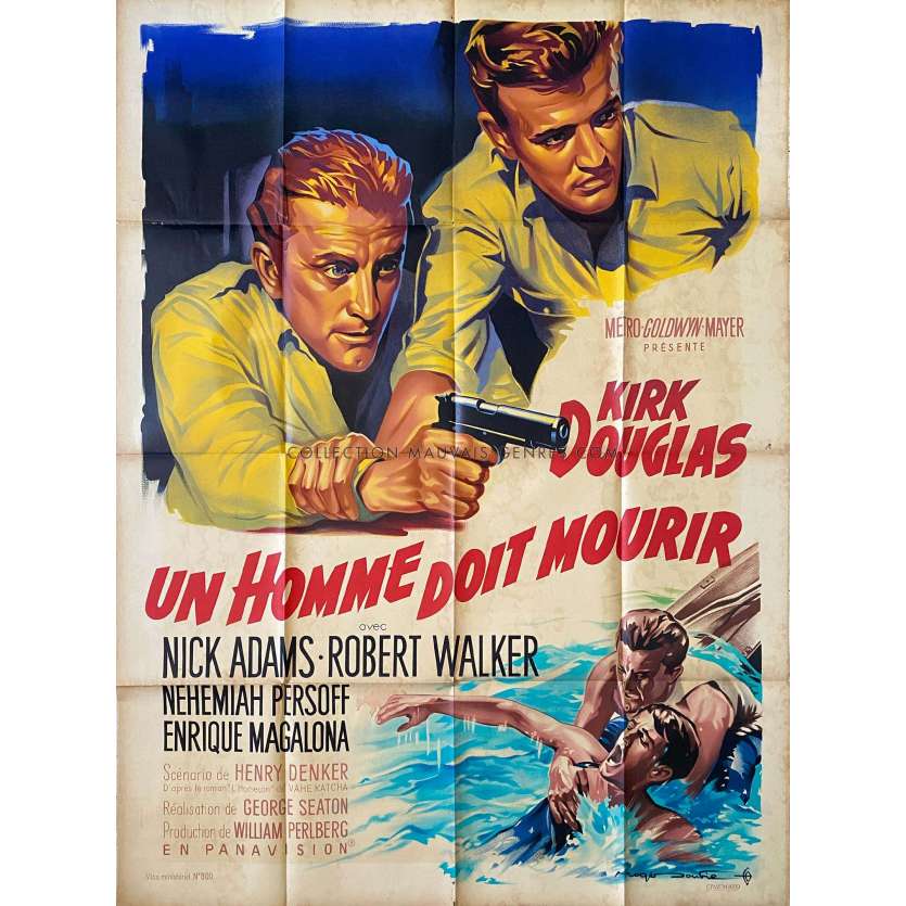 UN HOMME DOIT MOURIR Affiche de cinéma- 120x160 cm. - 1963 - Kirk Douglas, George Seaton