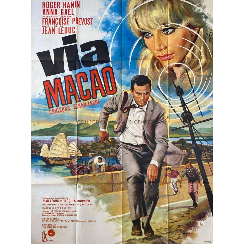 VIA MACAO Affiche de cinéma- 120x160 cm. - 1966 - Anna Gaël, Jean Leduc