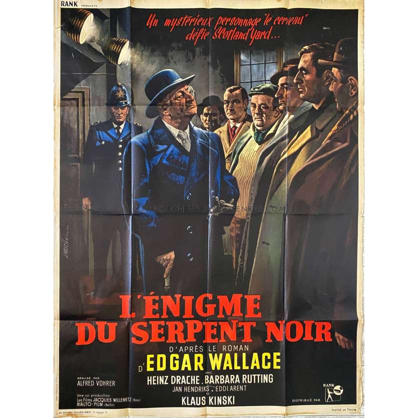 L'ENIGME DU SERPENT NOIR Affiche de cinéma- 120x160 cm. - 1963 - Heinz Drache, Alfred Vohrer