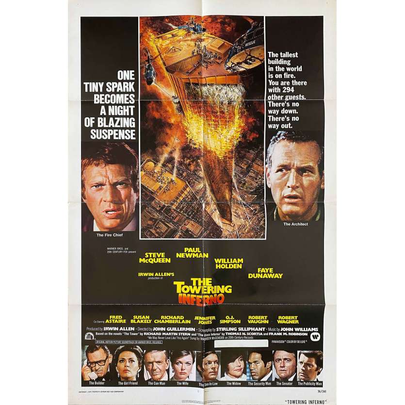 THE TOWERING INFERNO U.S Movie Poster- 27x41 in. - 1974 - John Guillermin, Steve McQueen