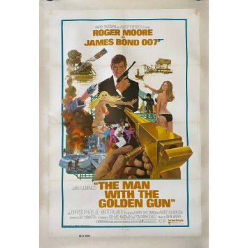 L'HOMME AU PISTOLET D'OR Affiche de cinéma Entoilée. - 69x104 cm. - 1977 - Roger Moore, James Bond