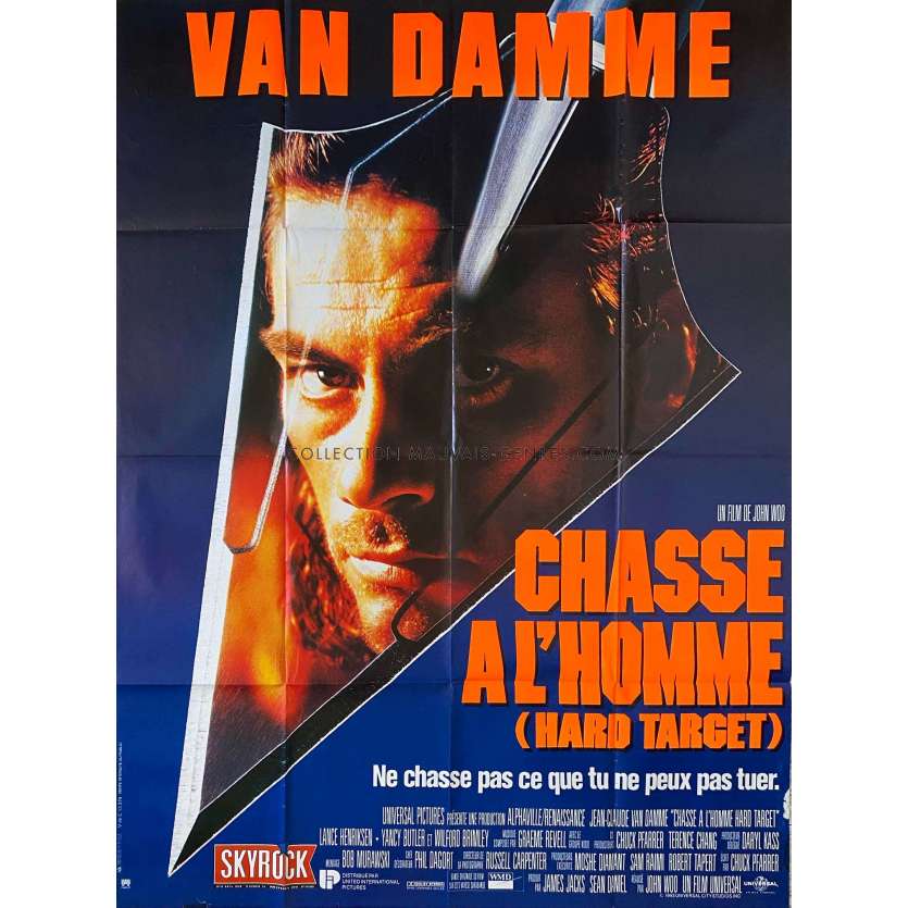 CHASSE A L'HOMME Affiche de cinéma- 120x160 cm. - 1993 - Jean-Claude Van Damme, John Woo