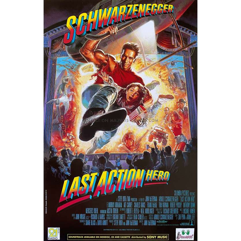 LAST ACTION HERO Affiche de cinéma- 32x50 cm. - 1993 - Arnold Schwarzenegger, John McTiernan