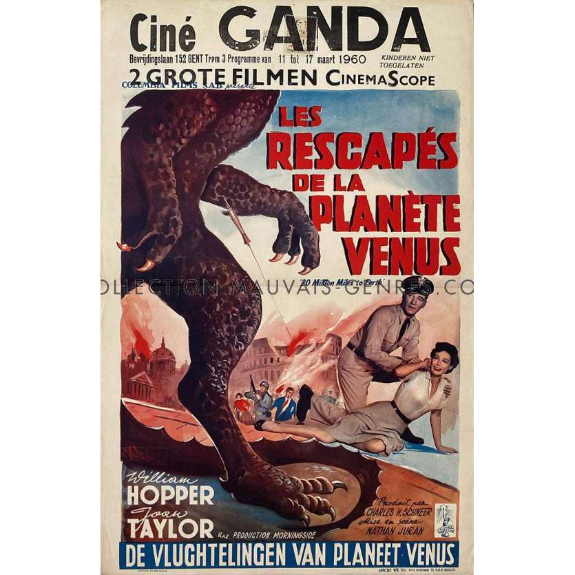 A DES MILLIONS DE KILOMETRES DE LA TERRE Affiche de cinéma- 35x55 cm. - 1957 - William Hopper, Ray Harryhausen