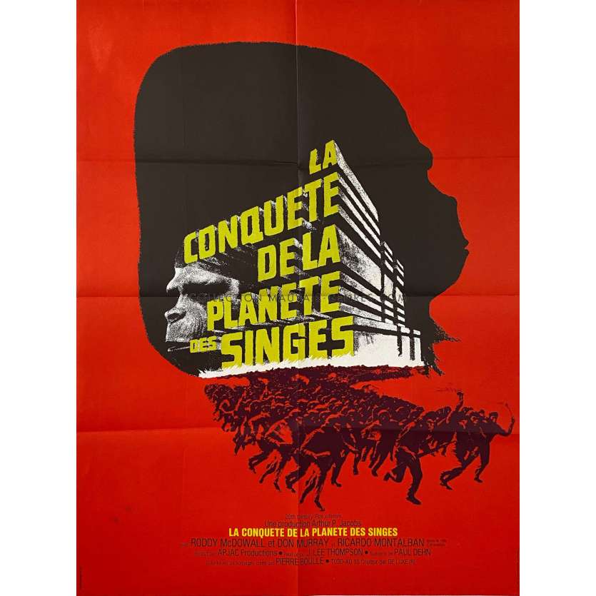 CONQUEST OF THE PLANET OF THE APES French Movie Poster- 23x32 in. - 1972 - J. Lee Thomson, Roddy McDowall