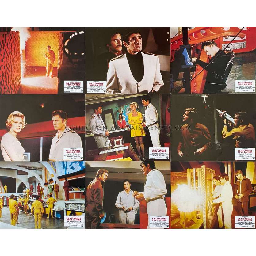 CITY BENEATH THE SEA French Lobby Cards x9 - Set A - 9x12 in. - 1971 - Irwin Allen, Stuart Whitman