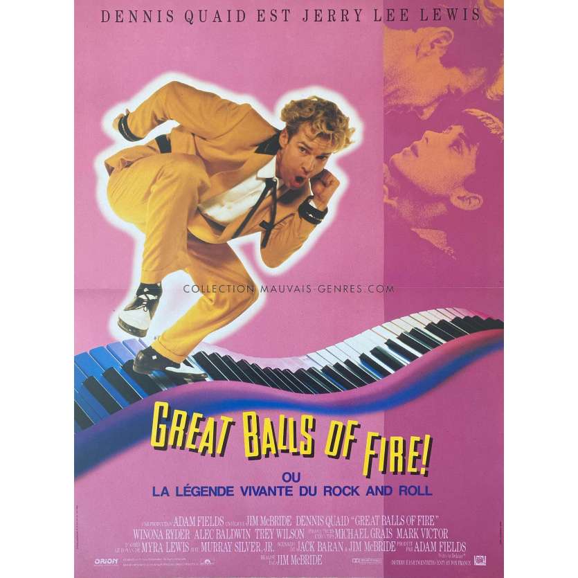 GREAT BALLS OF FIRE French Movie Poster- 15x21 in. - 1989 - Jim McBride, Dennis Quaid