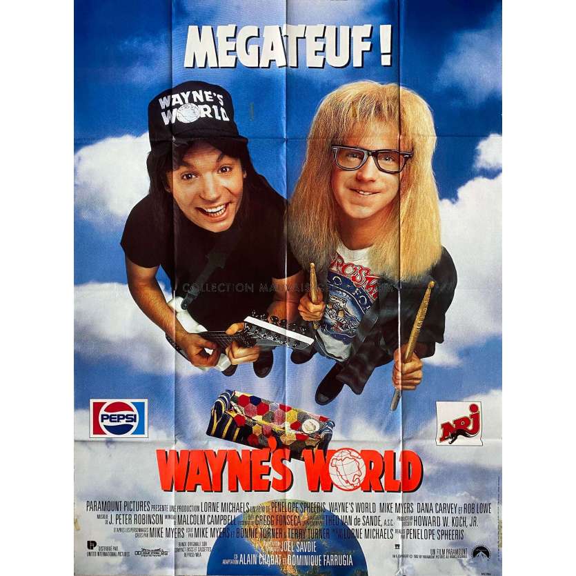 WAYNE'S WORLD Affiche de cinéma- 120x160 cm. - 1992 - Mike Myers, Penelope Spheeris