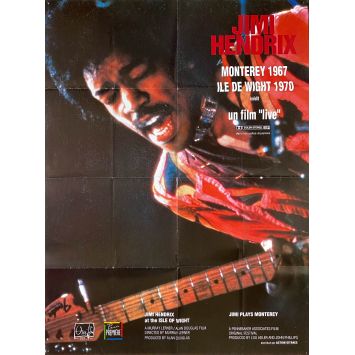 JIMI HENDRIX PLAYS MONTEREY French Movie Poster- 32x47 in. - 1986 - D.A. Pennebaker, Jimi Hendrix