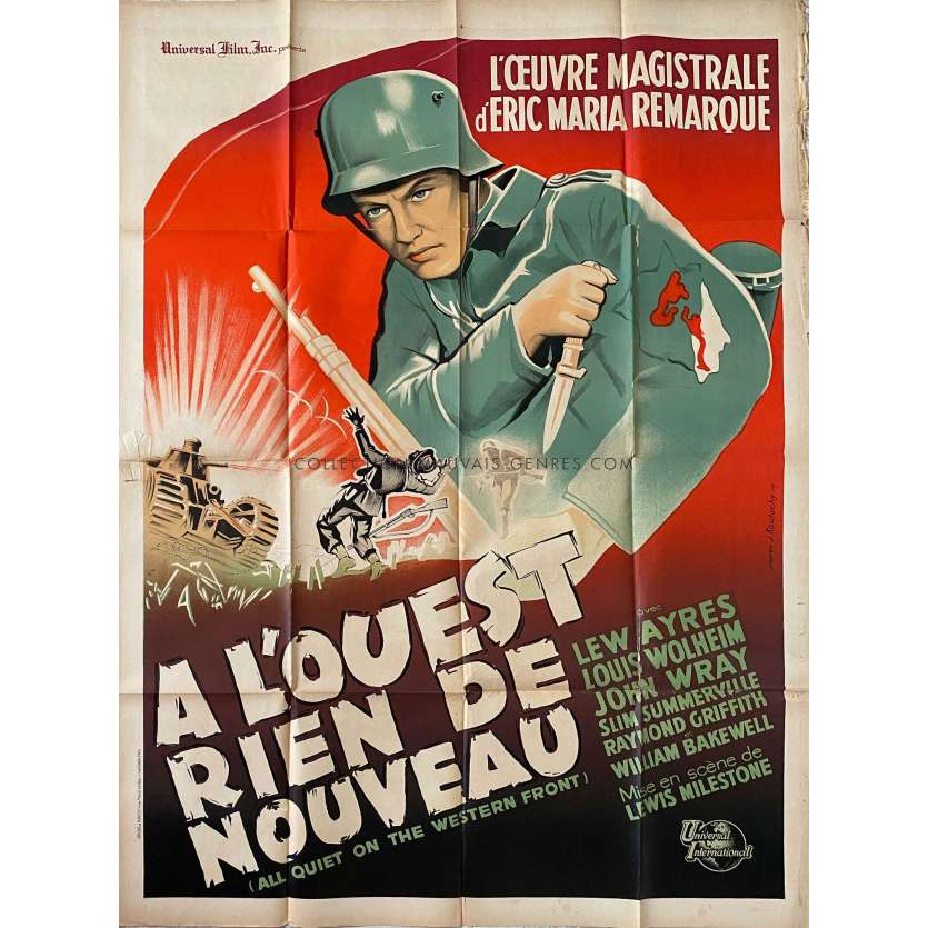 A L'OUEST RIEN DE NOUVEAU Affiche de cinéma- 120x160 cm. - 1930/R1960 - Lew Ayres, Lewis Milestone