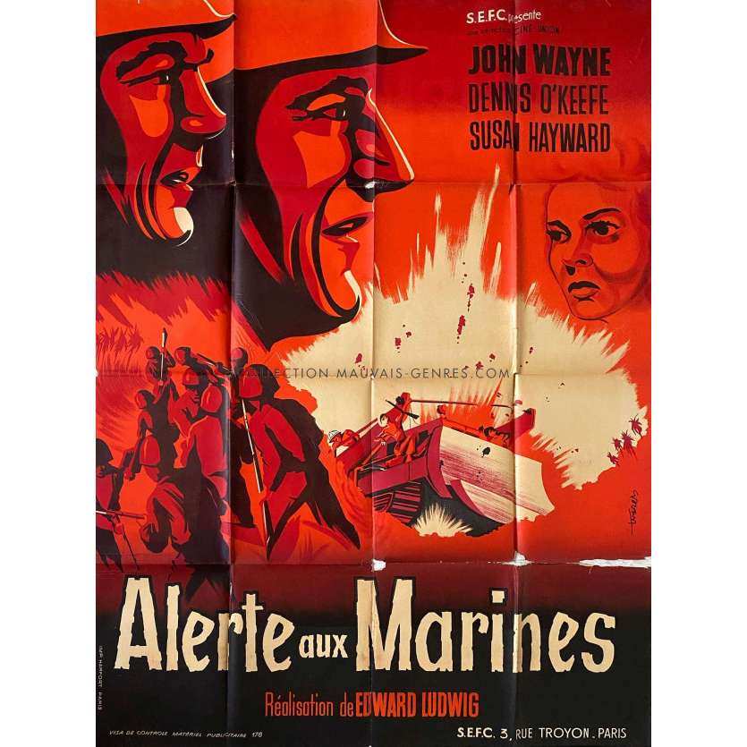 ALERTE AUX MARINES Affiche de cinéma- 120x160 cm. - 1944 - John Wayne, Edward Ludwig