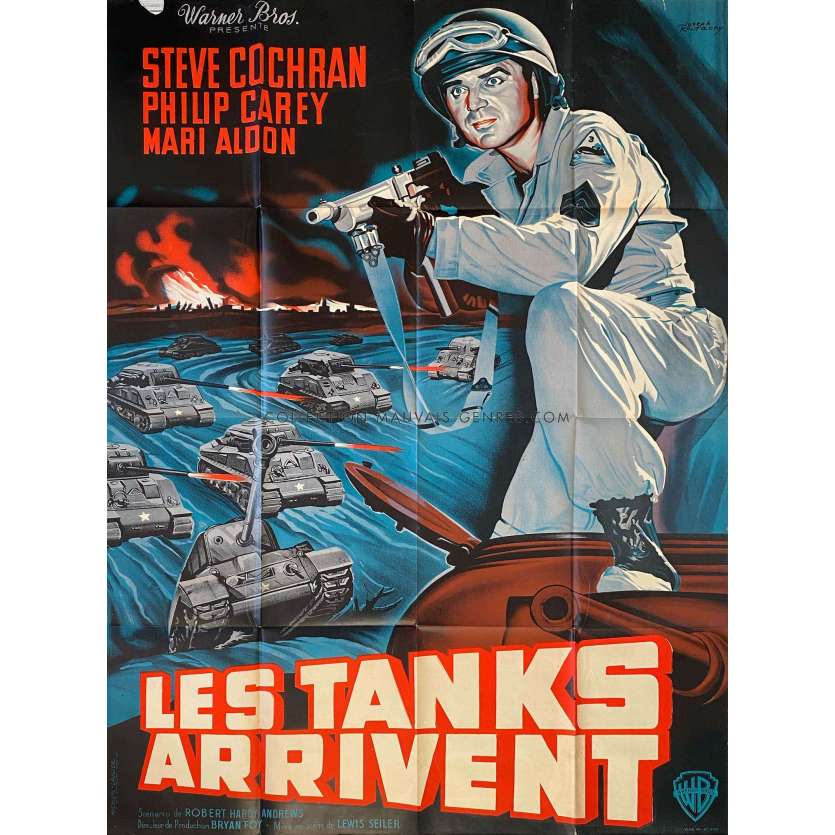 LES TANKS ARRIVENT Affiche de cinéma- 120x160 cm. - 1951 - Steve Cochran, Lewis Seiler