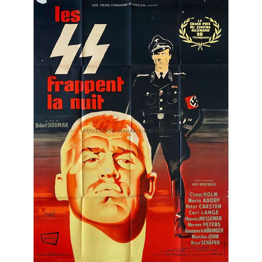 LES SS FRAPPENT LA NUIT Affiche de cinéma- 120x160 cm. - 1957 - Claus Holm, Robert Siodmak