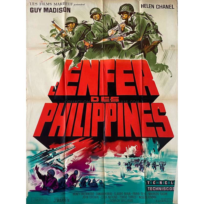 L'ENFER DES PHILIPPINES Affiche de cinéma- 120x160 cm. - 1969 - Guy Madison, Giuseppe Vari