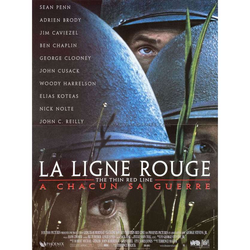 LA LIGNE ROUGE Affiche de cinéma- 40x54 cm. - 1998 - Sean Penn, Terrence Malick