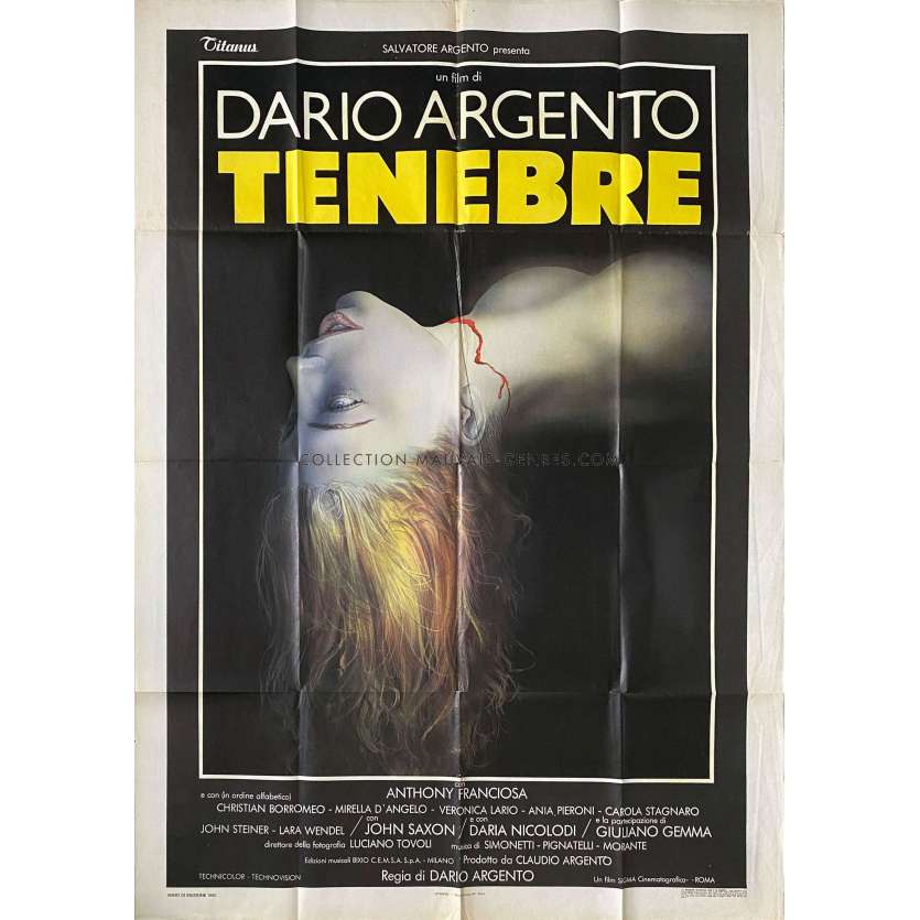 TENEBRAE Italian Movie Poster- 39x55 in. - 1982 - Dario Argento, John Saxon