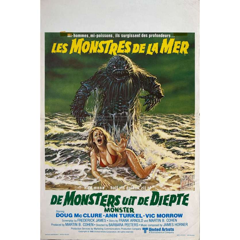 HUMANOIDS FROM THE DEEP Belgian Movie Poster- 14x21 in. - 1980 - Barbara Peeters, Doug McClure