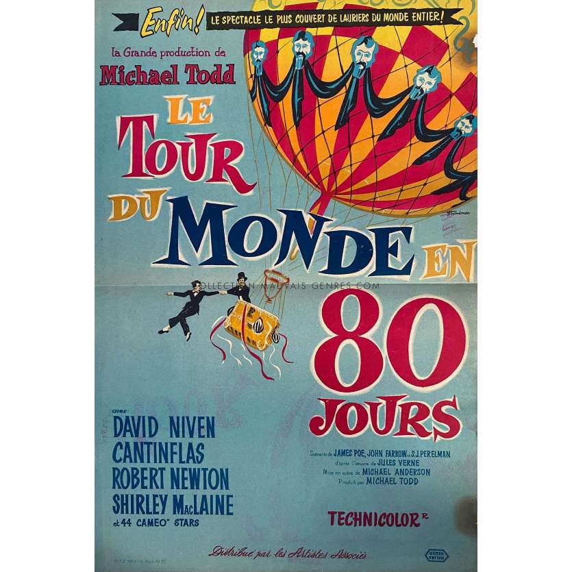 LE TOUR DU MONDE EN 80 JOURS Affiche de cinéma- 40x60 cm. - 1956 - David Niven, Michael Anderson