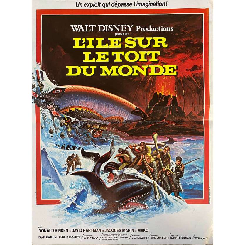 THE ISLAND AT THE TOP OF THE WORLD French Movie Poster- 15x21 in. - 1974 - Robert Stevenson, David Hartman