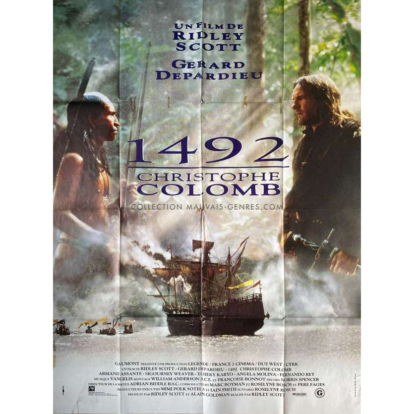 1492 CHRISTOPHE COLOMB Affiche de cinéma- 120x160 cm. - 1992 - Gérard Depardieu, Ridley Scott