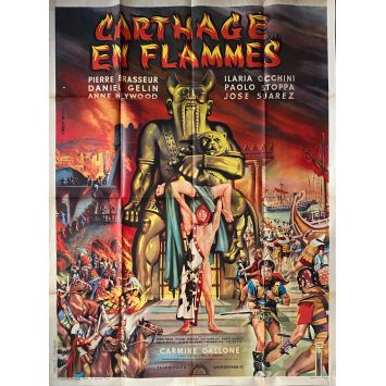 CARTHAGE IN FLAMES French Movie Poster- 47x63 in. - 1960 - Carmine Gallone, Pierre Brasseur