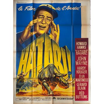 HATARI! French Movie Poster- 47x63 in. - 1962 - Howard Hawks, John Wayne