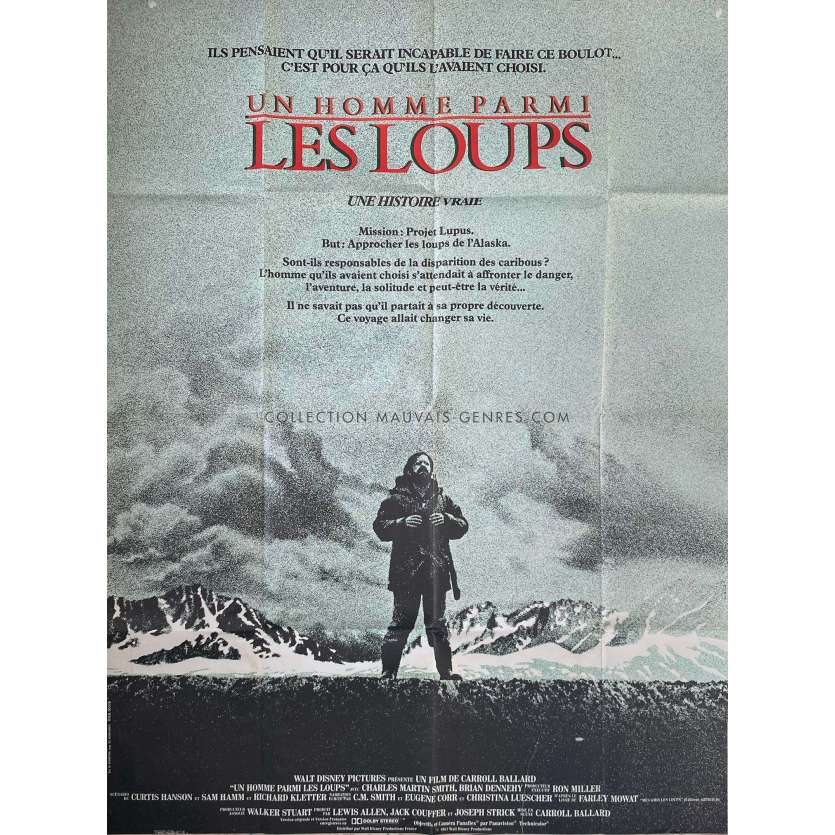 UN HOMME PARMI LES LOUPS Affiche de cinéma- 120x160 cm. - 1983 - Charles Martin Smith, Carroll Ballard