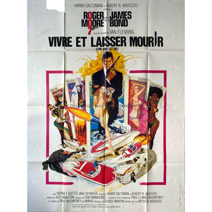 LIVE AND LET DIE French Movie Poster- 47x63 in. - 1973 - James Bond, Roger Moore